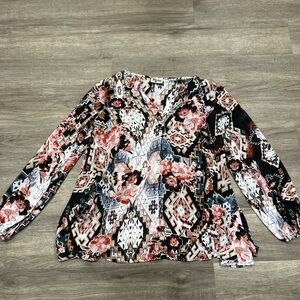 Show Me Your MuMu Multicolor Geometric Floral Blouse